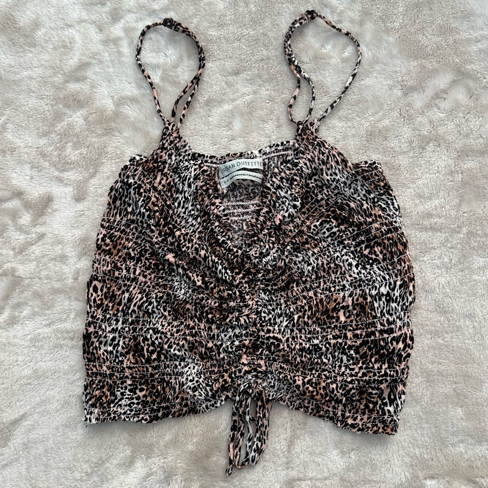 Leopard Print Cinched Tank Top